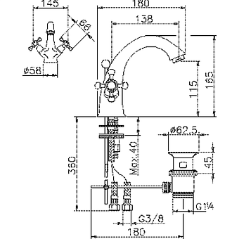Смеситель для раковины Huber Victorian VT00051021 хром