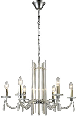 Люстра подвесная CRYSTAL LUX AURELIO AURELIO SP6 GOLD+CHROME/TRANSPARENT 360Вт 6 лампочек E14