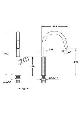 Смеситель для кухни Maxonor PL4389-7 высокий излив чёрный