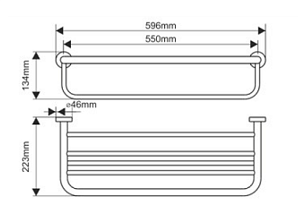 Полка в ванную округлая MELANA 866 866003 1-ярусная 22х55см хром