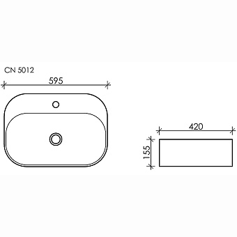 Раковина накладная Ceramica Nova ELEMENT CN5012 59,5х42см
