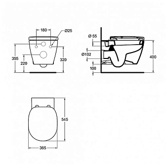 Унитаз подвесной IDEAL STANDARD CONNECT E803501 ободковый без сиденья