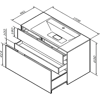 Тумба под раковину подвесная AM-PM Inspire V2.0 M50AFHX1003GM 49,2х100,8х60см