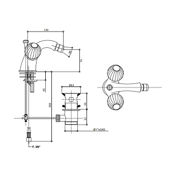 Смеситель для биде Bongio Rivoli 05522OR00 золото