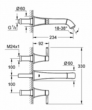 Смеситель для раковины GROHE Grandera 20415IG0 золото/хром