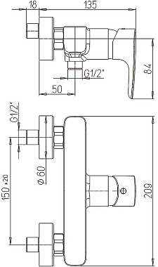 Смеситель для душа Paini Parallel 47CR511LMKM хром