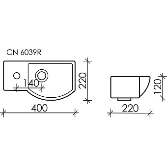 Раковина подвесная Ceramica Nova ELEMENT CN6039R 40х22см