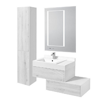 Пенал подвесной Акватон Сакура 1A219903SKW8R 33х33х175,5см белый глянец/ольха наварра