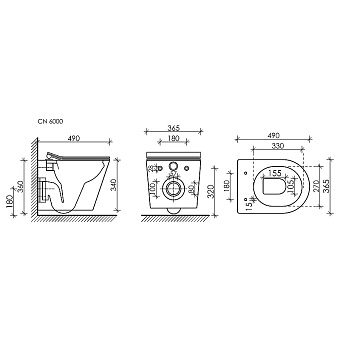 Инсталляция с унитазом Ceramica Nova CN6000_1002W_1000
