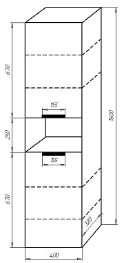 Пенал подвесной Azario GRIS CS00080417 32х40х160см дуб веллингтон