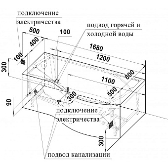 Ванна акриловая RADOMIR Vannesa Миранда 2-01-0-2-1-209 168х95см угловая