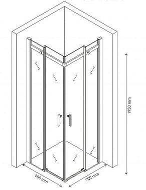 Угловое ограждение BERGES MELITA 61028 195х90см стекло прозрачное