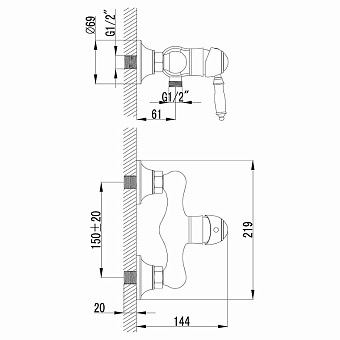 Смеситель для душа LEMARK Villa LM4803B бронза