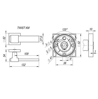 Дверная ручка нажимная FUARO TWIST KM SN/CP-3 матовый никель/хром