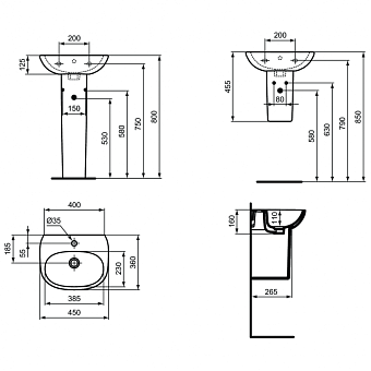 Раковина подвесная IDEAL STANDARD TESI T352401 45х36см