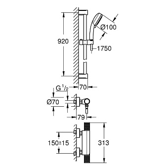 Душевая система GROHE Grohtherm 1000 Performance 34784000 хром