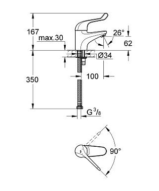 Смеситель для раковины GROHE Euroeco Special 32789000 хром