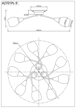 Люстра потолочная Arte Lamp PENNY A2701PL-9WG 60Вт 9 лампочек E27
