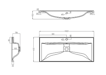 Раковина встраиваемая сверху Акватон Айрис 1A73273KAG010 100,2х45,2см