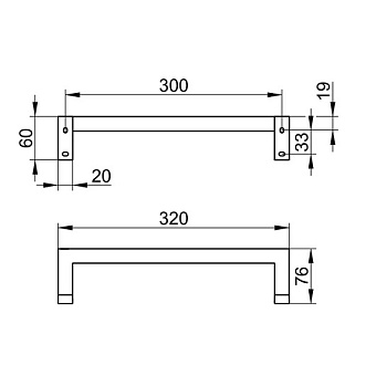 Поручень для ванной Keuco Edition 90 Square 19107 010000 7,6см хром