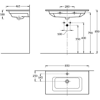 Раковина мебельная KERAMA MARAZZI Piano PI.WB.85 85х46см