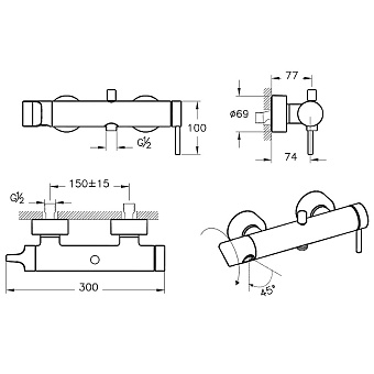 Смеситель для душа VITRA Origin A4261936 чёрный матовый
