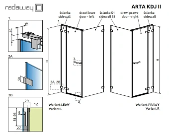 Душевая дверь RADAWAY Arta KDJ II 200х60,5см стекло прозрачное