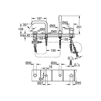 Смеситель для ванны GROHE ESSENCE 19578EN1 никель матовый