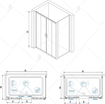 Угловое ограждение RGW Passage 010841127-011 PA-41 195х70см стекло прозрачное