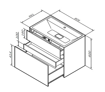 Тумба под раковину подвесная AM-PM Inspire V2.0 M50AFHX0803GM 49,2х80,8х60см