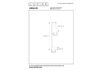 Торшер Lucide GREGORY 30795/81/38 60Вт E27
