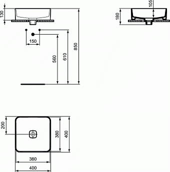 Раковина накладная IDEAL STANDARD STRADA II T296201 40х40см