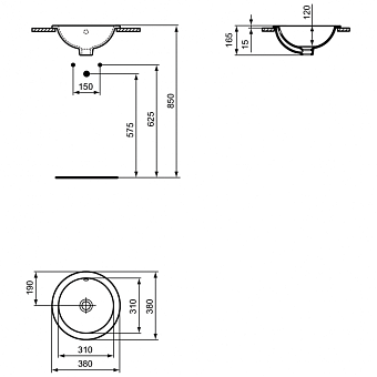 Раковина встраиваемая сверху IDEAL STANDARD CONNECT E505101 38х38см