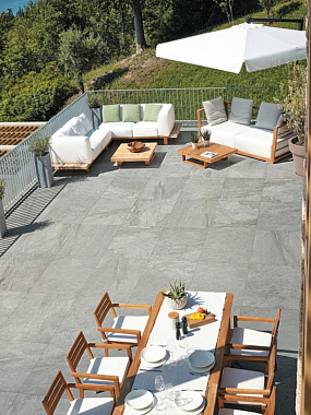 Неполированный керамогранит Atlas Concord Италия Klif AOET Grey LASTRA 20mm 90х90см 0,81кв.м.