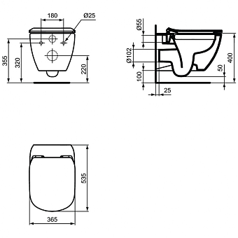 Унитаз подвесной IDEAL STANDARD TESI T350301 безободковый с микролифтом
