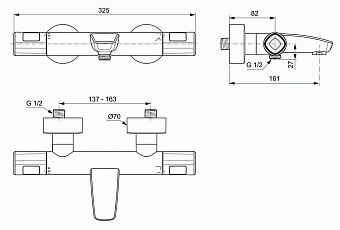 Смеситель для ванны IDEAL STANDARD CERATHERM T100 A7238AA хром