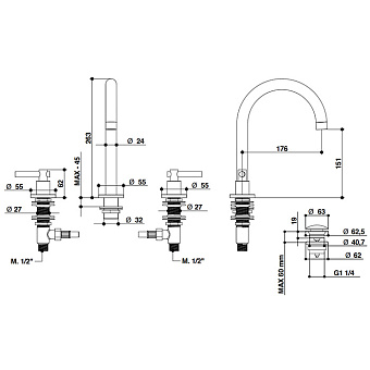 Смеситель для раковины Bongio T Lever 31401BI00 белый