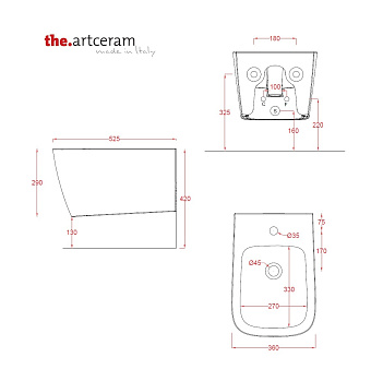 Биде подвесное ArtCeram A16 ASB001 01 00 bi*1