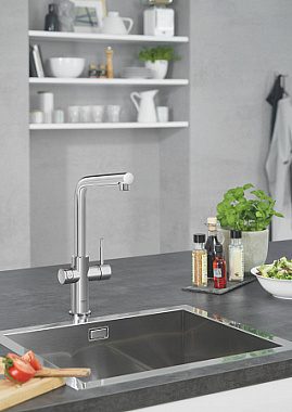 Смеситель для кухни GROHE Red II Duo 30325DC1 высокий излив нержавеющая сталь