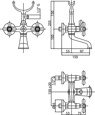 Смеситель для ванны CAPRIGO BRISTOL 21-010-crm хром