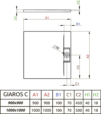 Душевой поддон RADAWAY Giaros M3GRC1010 100х100см