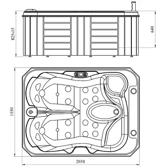 Мини бассейн СПА RADOMIR МИШЕЛЬ 1-30-0-0-0-0511Б 2050х1550х64см 0,75куб.м