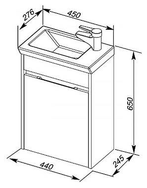 Тумба с раковиной AQUANET Дувр 213041 27,6х45х65см