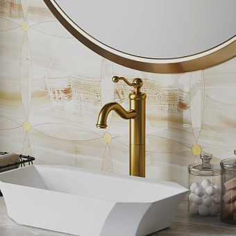 Смеситель для раковины Paini Duomo 88PJ205LL золото брашированное