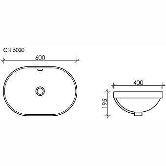 Раковина встраиваемая сверху Ceramica Nova ELEMENT CN5020 60х40см