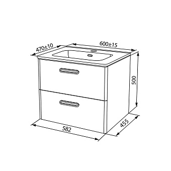 Тумба с раковиной IDDIS Brick BRI60W0i95K 47х60х50см