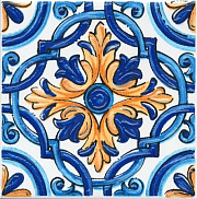 Вставка KERAMA MARAZZI Капри STG\A490\1146H оранжевый/синий 9,9х9,9см 0,294кв.м.