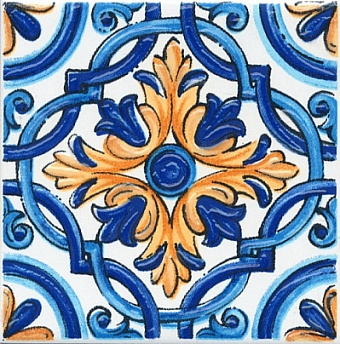 Вставка KERAMA MARAZZI Капри STG\A490\1146H оранжевый/синий 9,9х9,9см 0,294кв.м.