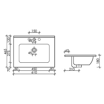 Раковина накладная Ceramica Nova Element CN7001MB 61х46,5см