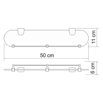 Полка в ванную овальная WASSERKRAFT Berkel K-6800 K-6844 1-ярусная 11х50см хром